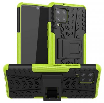 Samsung Galaxy A42 5G Hybrid Rugged PC + TPU Kickstand Case Green