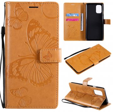 OnePlus 8T Embossed Butterfly Wallet Magnetic Stand Case Yellow