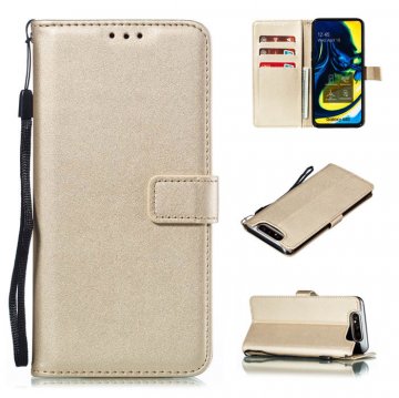 Samsung Galaxy A80 Wallet Kickstand Magnetic Leather Case Gold
