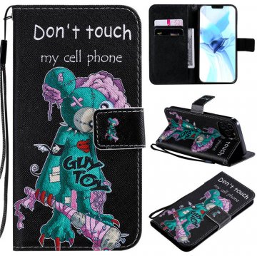 iPhone 12 Pro Embossed One Eye Mice Wallet Magnetic Stand Case