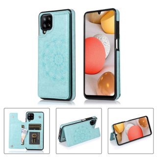 Mandala Embossed Samsung Galaxy A12 5G Case with Card Holder Green