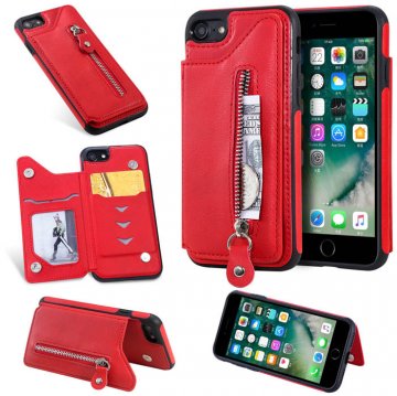 iPhone 7/8 Wallet Magnetic Kickstand Shockproof Cover Red