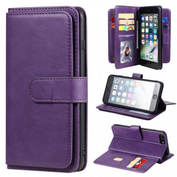 iPhone 7 Plus/8 Plus Multi-function 10 Card Slots Wallet Case Violet