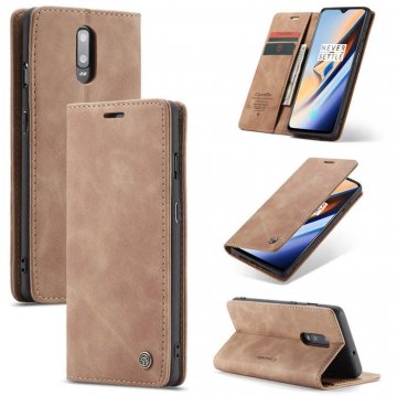 CaseMe OnePlus 7 Wallet Magnetic Kickstand Flip Case Brown
