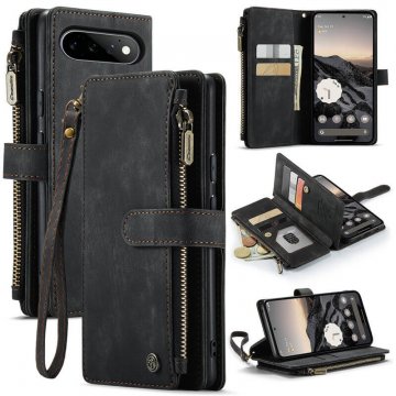 CaseMe Google Pixel 11/Pixel 11 Pro Wallet Case with Zipper Pocket & Wireless Charging Black