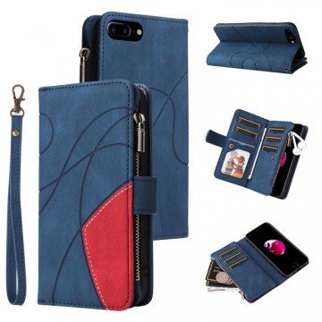 iPhone 7 Plus/8 Plus Zipper Wallet Magnetic Stand Case Blue