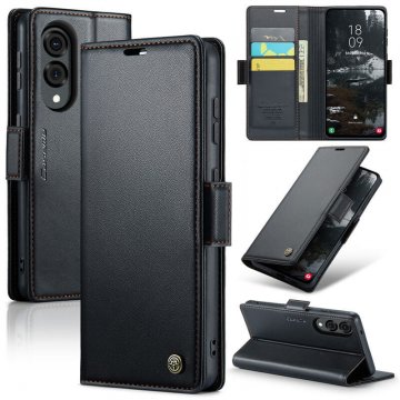CaseMe Samsung Galaxy S25 Edge Wallet RFID Blocking Magnetic Buckle Case Black