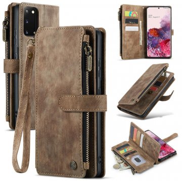 CaseMe Samsung Galaxy S20 Wallet Kickstand Retro Case Coffee