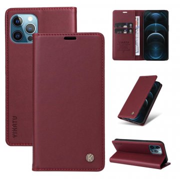 YIKATU iPhone 13 Pro Wallet Kickstand Magnetic Case Red