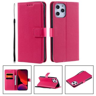iPhone 12 Pro Max Wallet Kickstand Magnetic PU Leather Case Rose