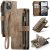 CaseMe iPhone 14 Wallet Magnetic Case with Wrist Strap Coffee