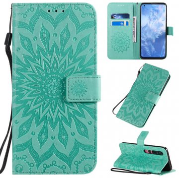 Xiaomi Mi 10/Mi 10 Pro Embossed Sunflower Wallet Stand Case Green