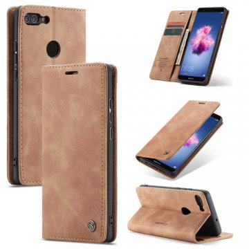 CaseMe Huawei P Smart Wallet Kickstand Magnetic Flip Case Brown