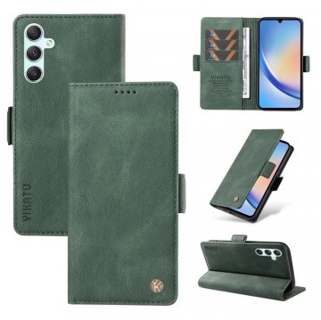 YIKATU Samsung Galaxy A34 5G Skin-touch Wallet Kickstand Case Green