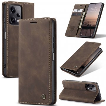 CaseMe Xiaomi POCO X5 Pro 5G Wallet Magnetic Suede Leather Case Coffee