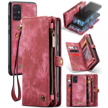 CaseMe Samsung Galaxy A71 4G Wallet Case with Wrist Strap Red