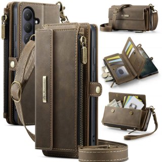 CaseMe Samsung Galaxy S26 Plus Crossbody Wallet Case with RFID Blocking & Wireless Charging Coffee