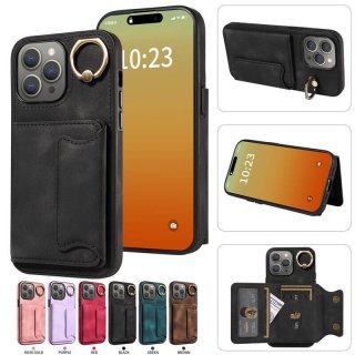 Card Holder Kickstand Magnetic PU Leather Phone Case Black