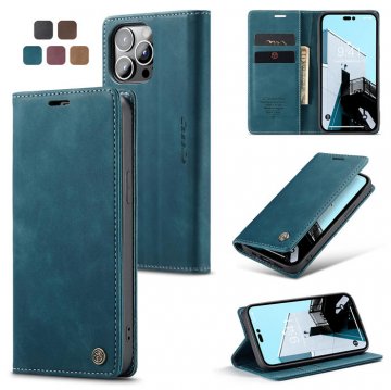 CaseMe iPhone 14 Pro Max Wallet Kickstand Magnetic Case Blue