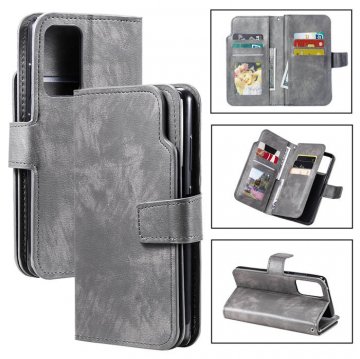 Samsung Galaxy A52 5G Wallet 9 Card Slots Magnetic Case Gray