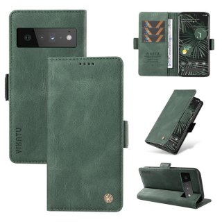 YIKATU Google Pixel 6 Pro Skin-touch Wallet Kickstand Case Green