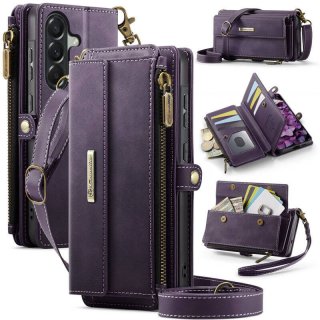 CaseMe Samsung Galaxy A57 Wallet Case with RFID Blocking, 9 Card Slots & Crossbody Strap Purple