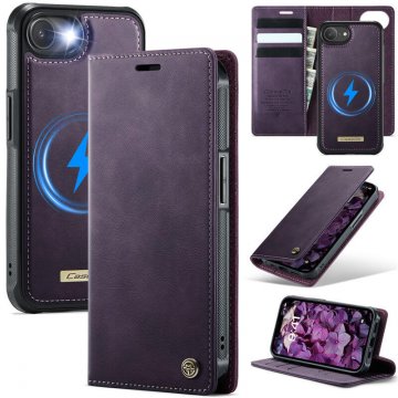 CaseMe iPhone 16E 2-in-1 Magnetic Wallet Case – Wireless Charging & RFID Blocking Purple
