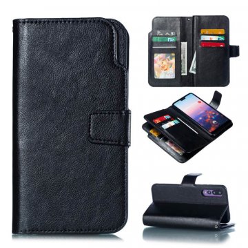 Huawei P20 Pro Wallet Stand Leather Case with 9 Card Slots Black