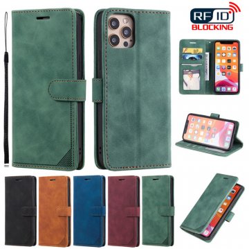 iPhone 12/12 Pro Wallet RFID Blocking Kickstand Case Green