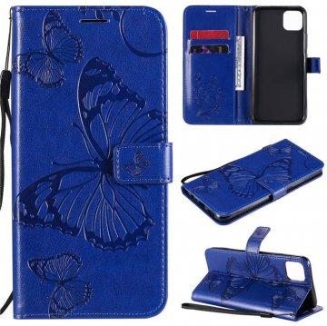 OPPO Realme C11 Embossed Butterfly Wallet Magnetic Stand Case Blue