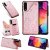 Samsung Galaxy A50 Bee and Cat Magnetic Card Slots Stand Cover Rose Gold