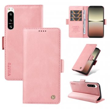 YIKATU Sony Xperia 5 IV Skin-touch Wallet Kickstand Case Pink