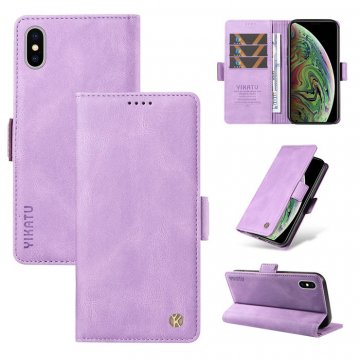 YIKATU iPhone X/XS Skin-touch Wallet Kickstand Case Purple