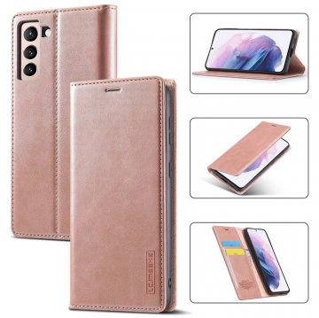 LC.IMEEKE Samsung Galaxy S21 Wallet Kickstand Magnetic Case Rose Gold