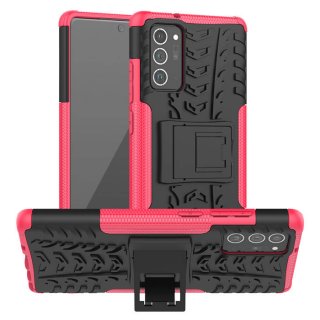 Samsung Galaxy Note 20 Hybrid Rugged PC + TPU Kickstand Case Rose