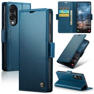CaseMe Samsung Galaxy S25 Edge Wallet RFID Blocking Magnetic Buckle Case Blue