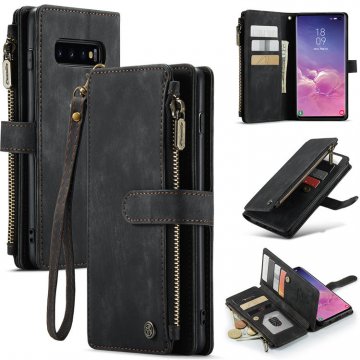 CaseMe Samsung Galaxy S10 Wallet Kickstand Retro Case Black