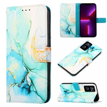 Marble Pattern OnePlus Nord CE 2 5G Wallet Stand Case Green