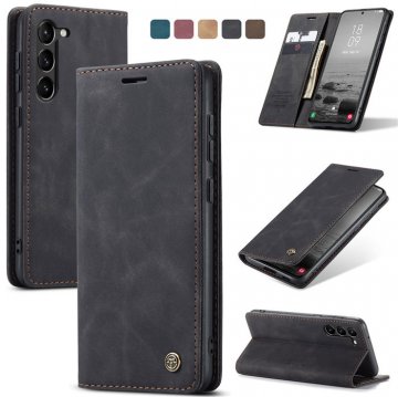 CaseMe Samsung Galaxy S23 Wallet Retro Leather Case Black