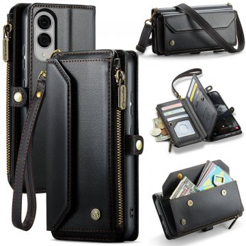 CaseMe Samsung Galaxy S25 Edge Wallet RFID Blocking Crossbody Phone Case Black