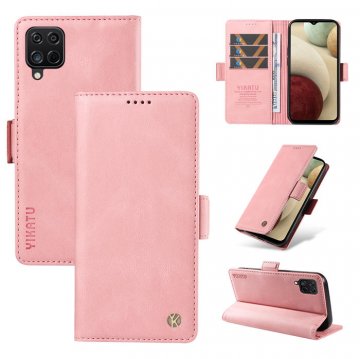 YIKATU Samsung Galaxy A12 5G Skin-touch Wallet Kickstand Case Pink