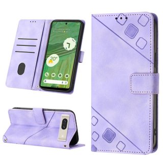 Skin-friendly Google Pixel 7 Wallet Stand Case with Wrist Strap Purple