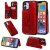 iPhone 12 Embossed Skull Magnetic Clasp Wallet Stand Case Red