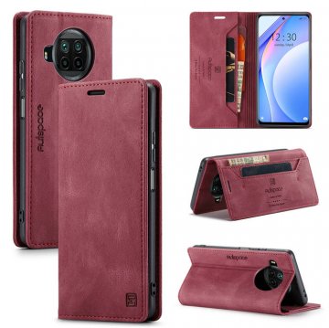 Autspace Xiaomi Mi 10T Lite Wallet Kickstand Magnetic Case Red