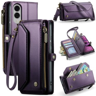CaseMe Samsung Galaxy S25 Edge Wallet RFID Blocking Crossbody Phone Case Purple