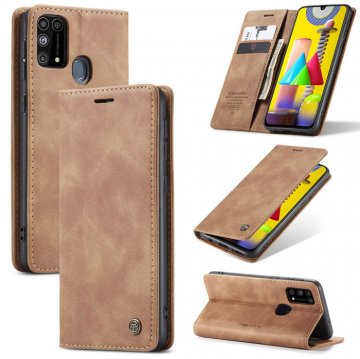 CaseMe Samsung Galaxy M31 Wallet Kickstand Flip Case Brown