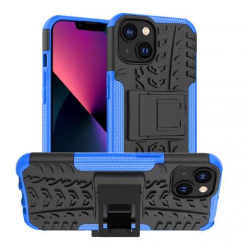 Dual Layer Hybrid Anti-Slip iPhone 14 Kickstand Case Blue