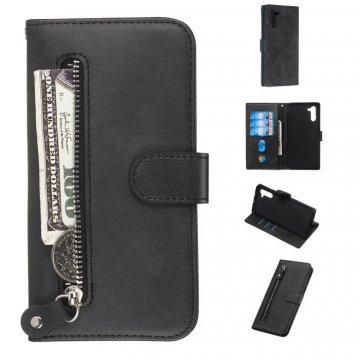 Samsung Galaxy Note 10 Wallet Kickstand Leather Case Black