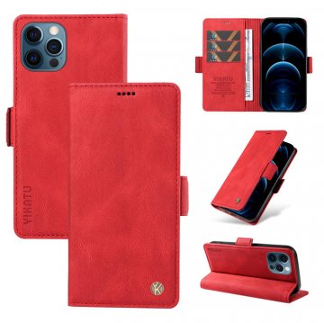 YIKATU iPhone 13 Pro Skin-touch Wallet Kickstand Case Red