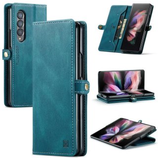 AutSpace Samsung Galaxy Z Fold3 5G Wallet RFID Blocking Case Blue